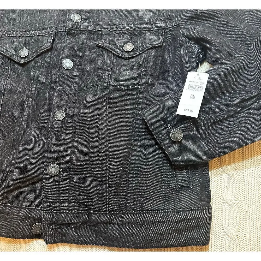 NEW Gap Gender Neutral Black Denim Jacket sz XL (12) Kids Denim Jacket